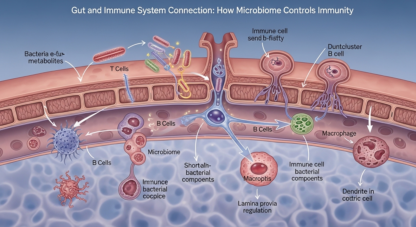 Illustration of intestinal barrier protecting against pathogens