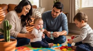 Phoenix parent soothing baby with swollen gums during teething stage